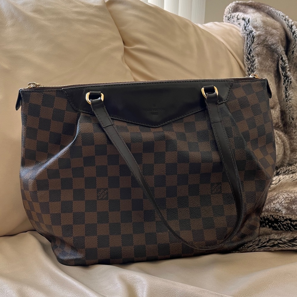 Louis Vuitton Brown and Black Checkered Tote